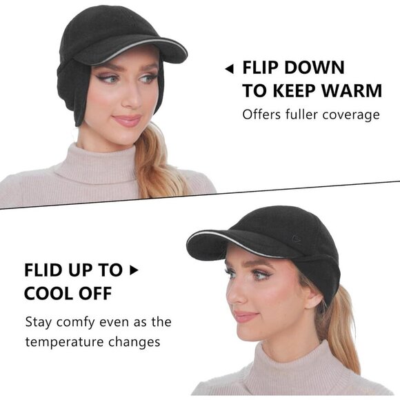 Women\'s Fleece Winter Hat Dual Ponytail Ear Flap Reflective for Outdoor main image 4